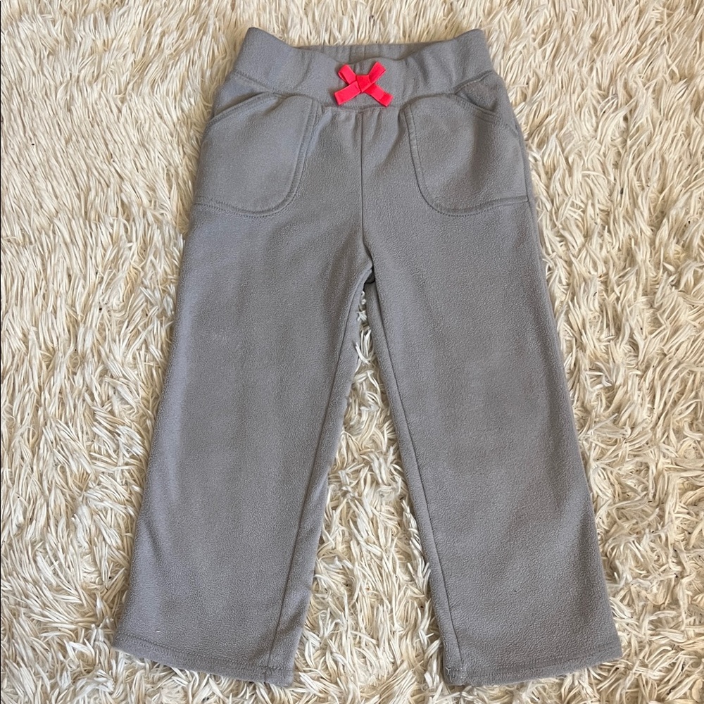 5/$30 Gray Kids Fleece Pants with Pink Bow